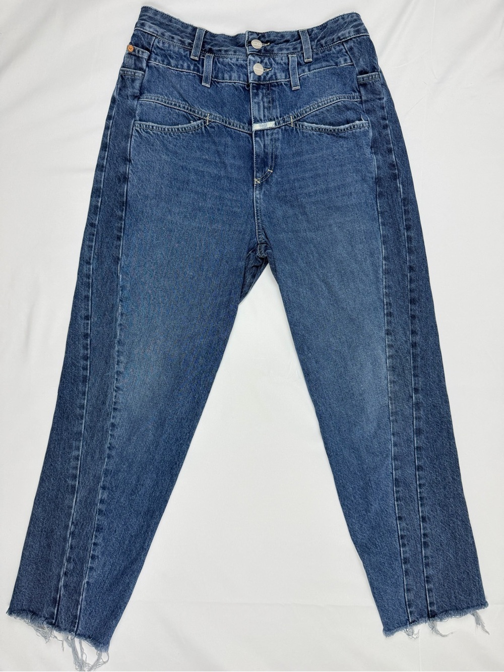 CLOSED Jeans 31 Made in Italy High Rise Raw Hem Straight Leg Organic Denim